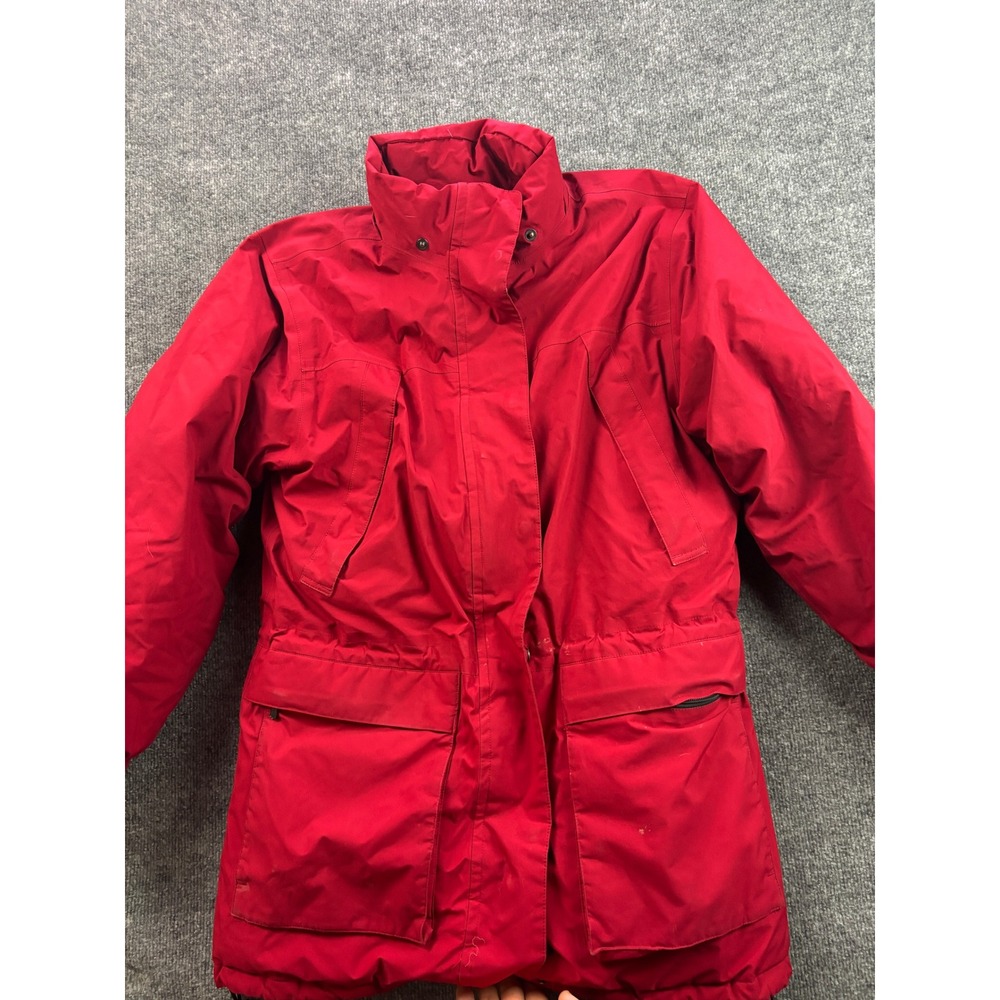 Eddie Bauer Gore-Tex Down Parka Womens Medium Tall Red Waterproof Goose Down